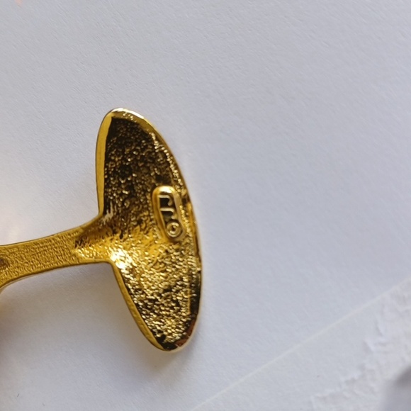 JJ Jonette Gold Tone Champagne Glass Rhinestones Bubbles Pin Brooch Signed - Picture 3 of 4